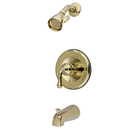 Single Lever Handle Volume Control Tub Shower Faucet, Polished Brass