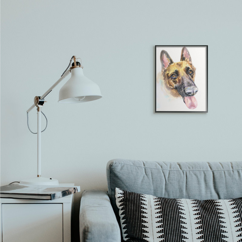 Portrait d'un berger allemand, Giclée encadrée noir minuit, H 14 po x l 11 po
