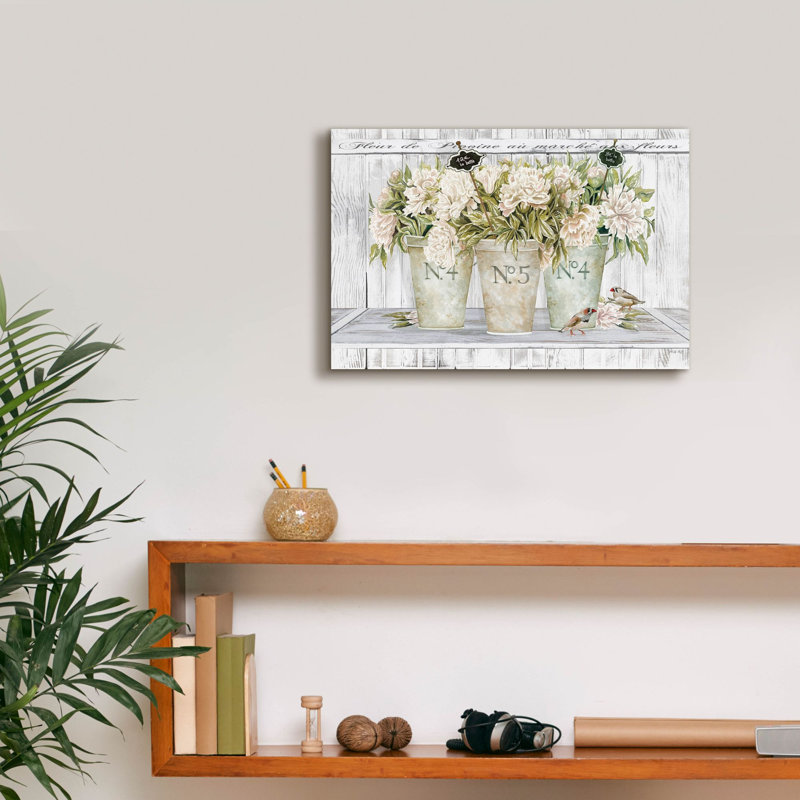 «French Peony Still Life II» par Cindy Jacobs, art mural sur toile, H 12 po x l 18 po x P 0,75 po
