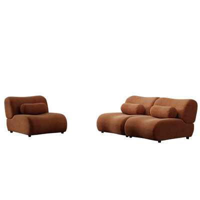 Canapé modulaire contemporain vert avec revêtement moelleux en chenille - Canapé modulaire à 3 places avec assise profonde et dossier moelleux - Parfait pour le décor du salon