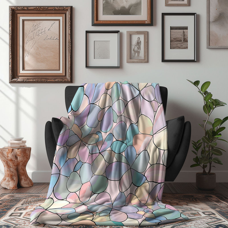 Couverture en sherpa de qualité supérieure avec vitrail floral Dreamy 1 pièce, Lit simple