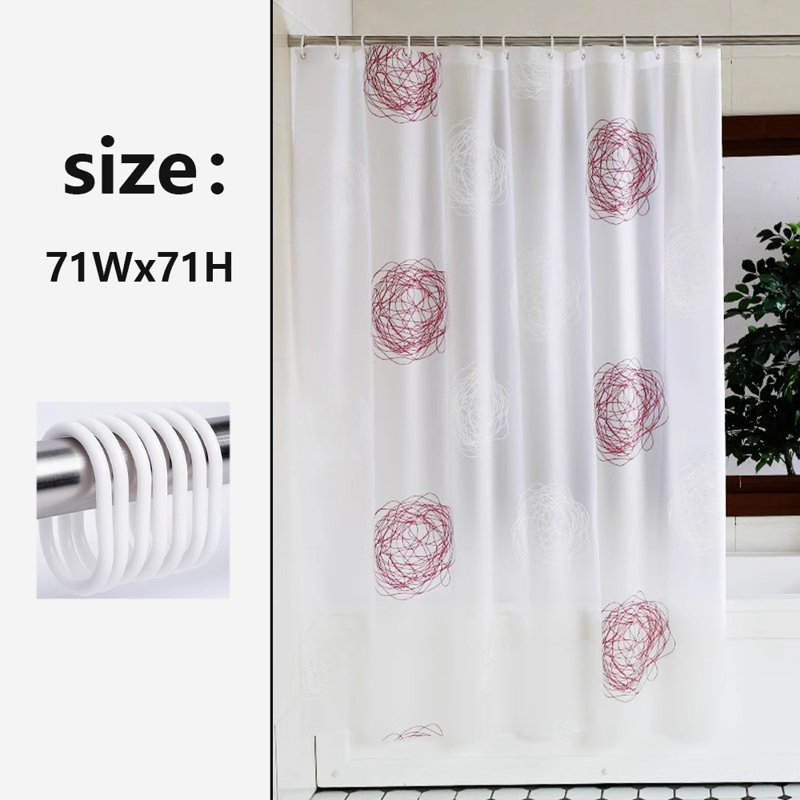 Rideau de douche avec crochets inclus, H 71 po x l 71 po