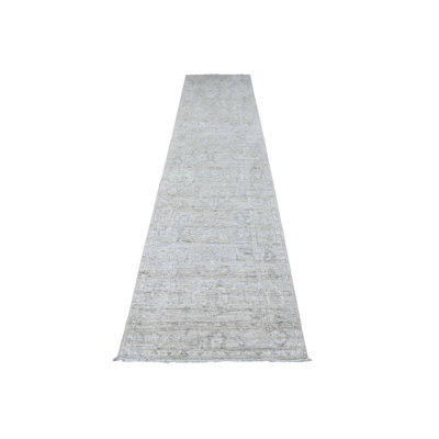 2'9"x11'9" Silver Chalice Grey Angora Oushak Runner Oriental Rug 9FB17D50419541BD964D6D8C4D817111