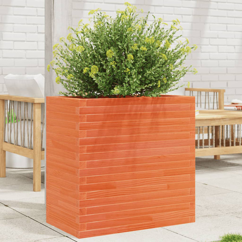 3 Wood Planter, Wax brown, 68.5cm H x 70cm W x 40cm D