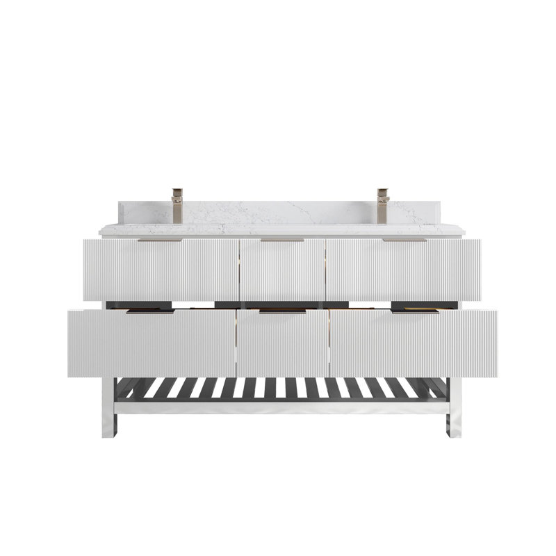 Meuble-lavabo double 60 po avec plateau Catalina
