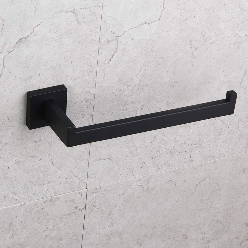 Premium Matte Black Bathroom Hardware Set - SUS304 Stainless Steel Shower Accessories Including Toilet Paper Holder And Towel Ring - Contemporary Style With Anti-Corrosion Finish