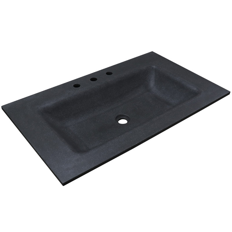 Plateau de meuble-lavabo simple 37 po en noir avec lavabo