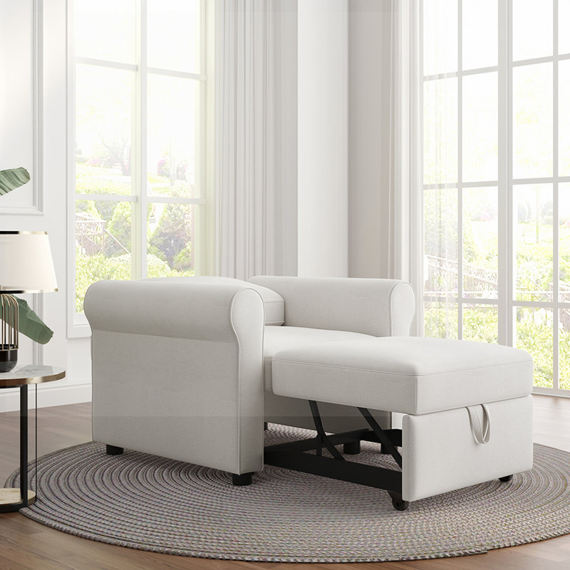 Mirco Upholstered Accent Chair, White Linen Blend