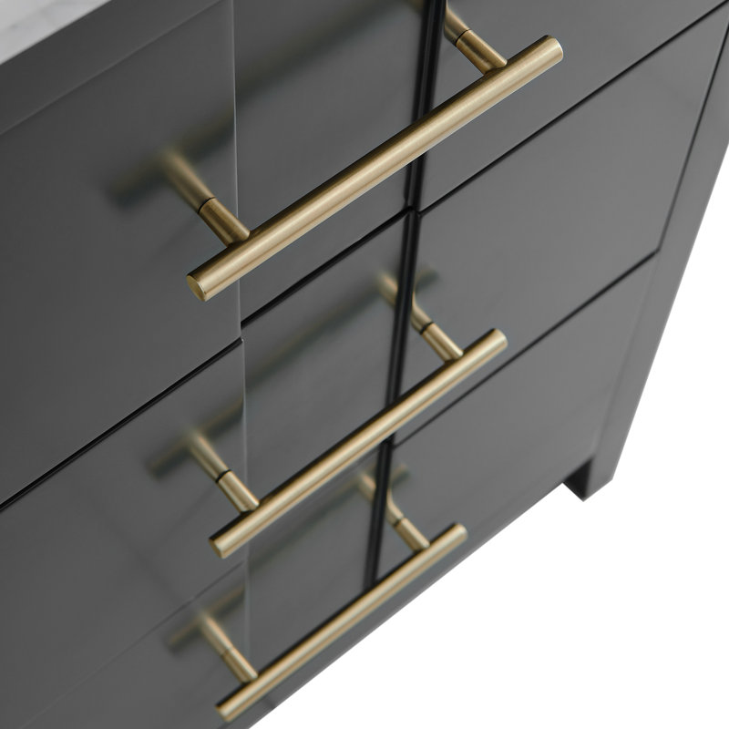 Iconic 24" Freestanding Standard Single Bathroom Vanity with Top, Black, Gold