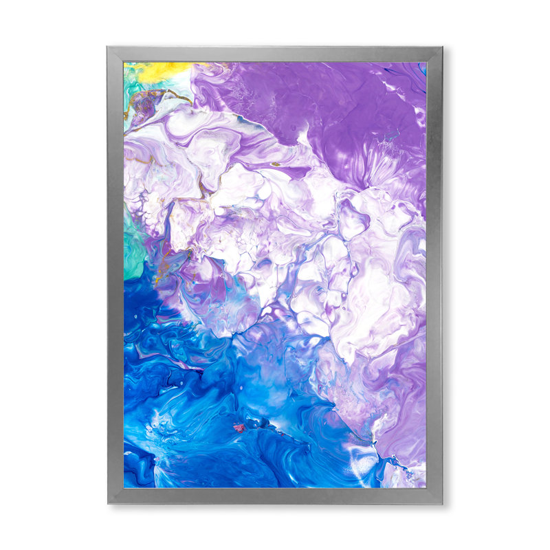 «Blue Pink and White», peinture sur toile, H 20 po x l 12 po, Toile argentée avec cadre d'angle fermé