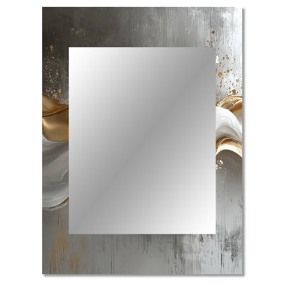 Abstrait marbre dans les tons gris et or V - miroir unique en marbre, grand miroir mural moderne, art imprimé en métal