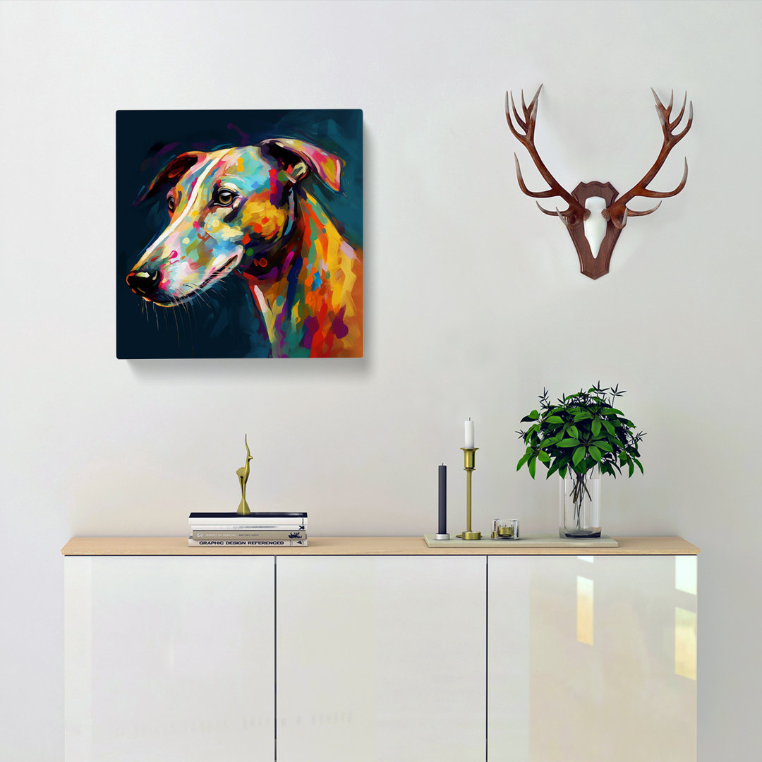 Greyhound Dog Abstract Art No.3 - Wrapped Canvas