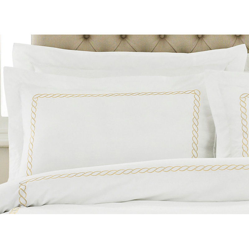 100% Cotton Pillow Case, White/Gold