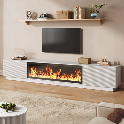 94.5" W TV Stand with Fireplace, Entertainment Center for TV up to 100", White