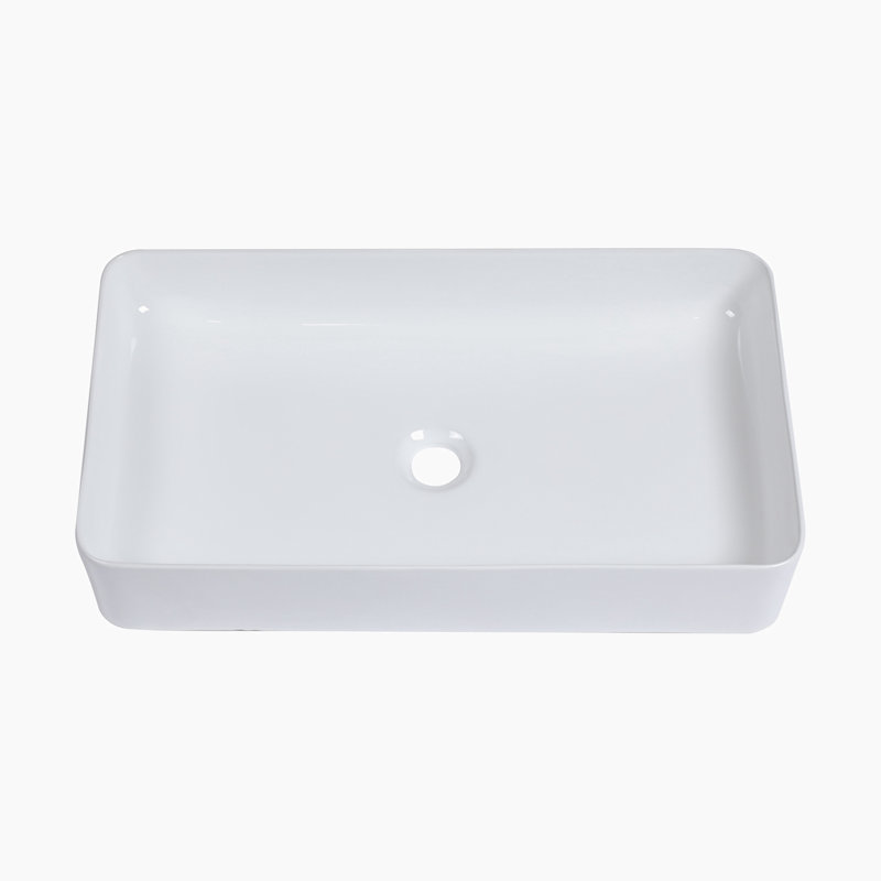 Hewei 14'' White Ceramic Rectangular Bathroom Sink with Overflow
