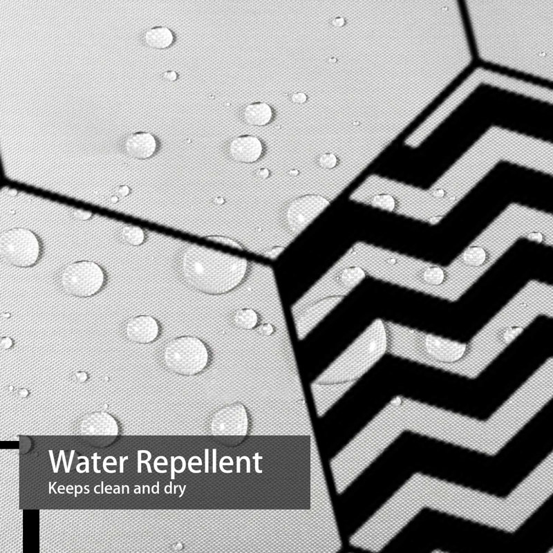 Rideau de douche abstrait abstrait hexagonal noir avec 12 crochets, L 72 po x l 78 po