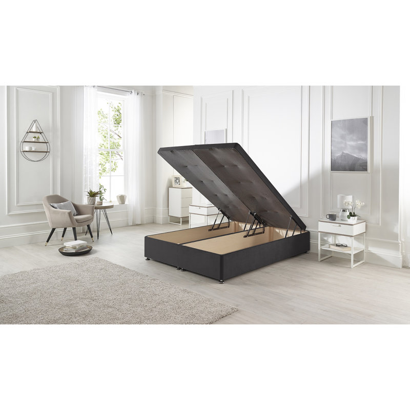 Etheral Ottoman Storage Bed Base End Opening Hydraulic Lift, Black, Single (3')