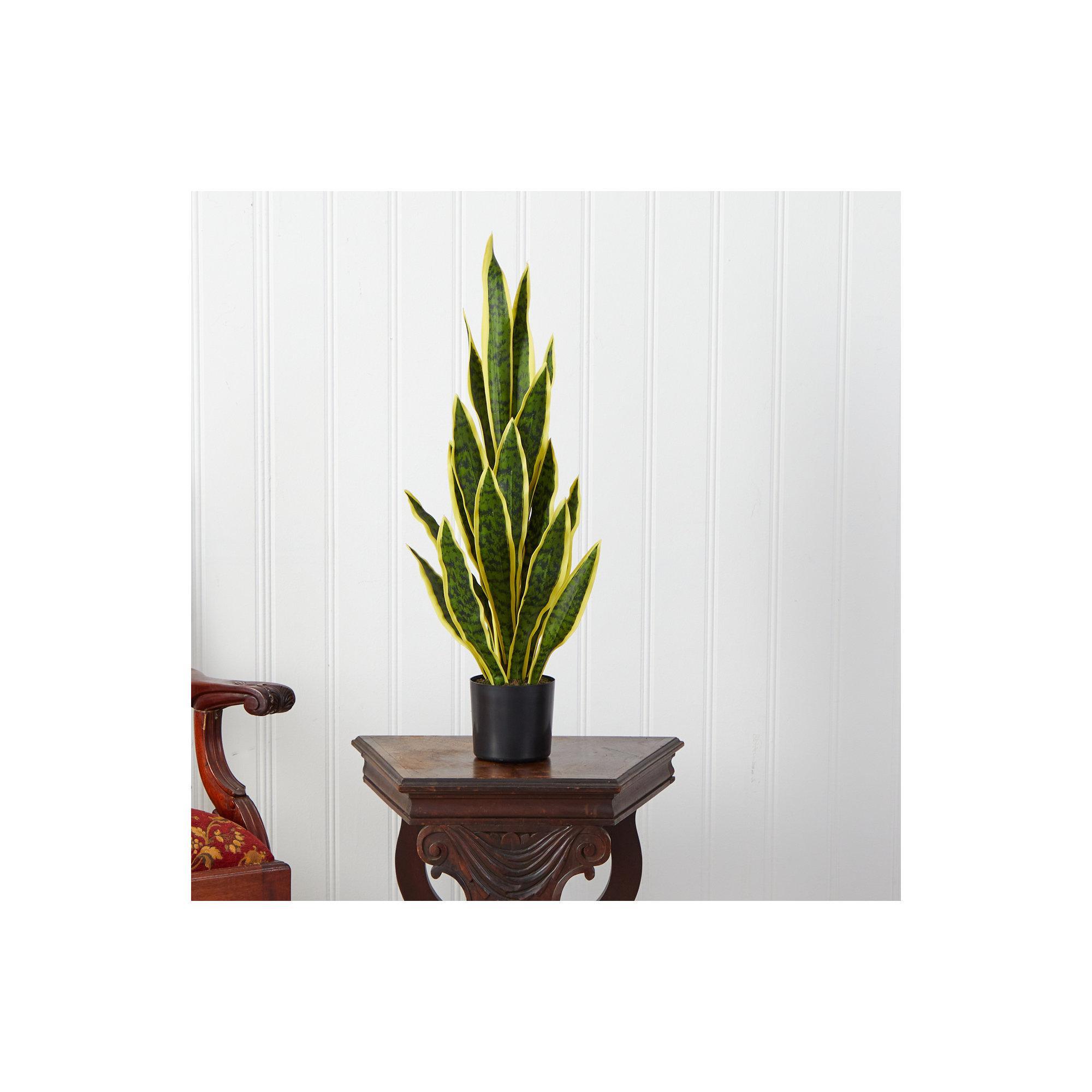 Faux Snake Plant (Sansevieria) Plant in Pot, 30" H x 6" W x 6" D, Yellow