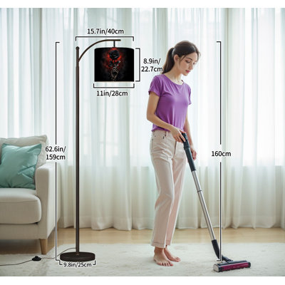Lampe sur pied arc squelette tenant une rose noire, rouge foncé, grunge, gothique, lampes sur pied avec télécommande, abat-jour à DEL, abat-jour réglables, grandes lampes pour la lecture, salon, bureau
