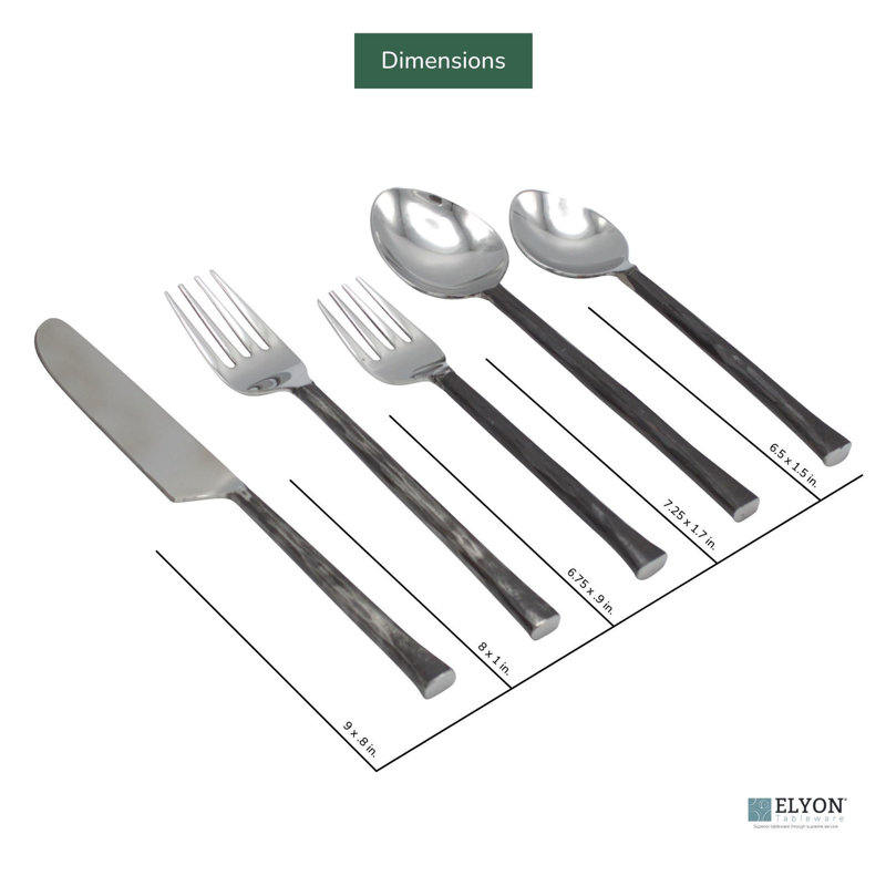 Elyon Lavista Hand-Forged Stainless Steel Flatware Set - Service for 4