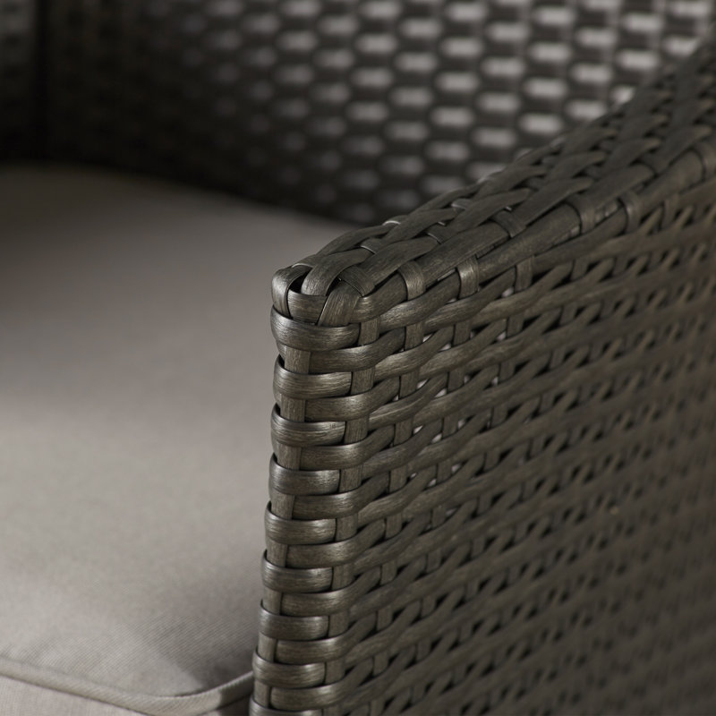 Ensemble repas 7 pièces avec coussins Atthia Catalan, Cadre gris / coussin gris