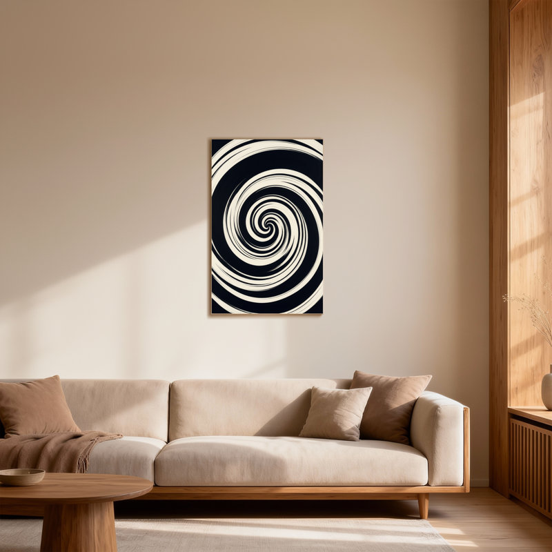 Imprimé en spirale noir et blanc Fashion, H 12 po x l 18 po