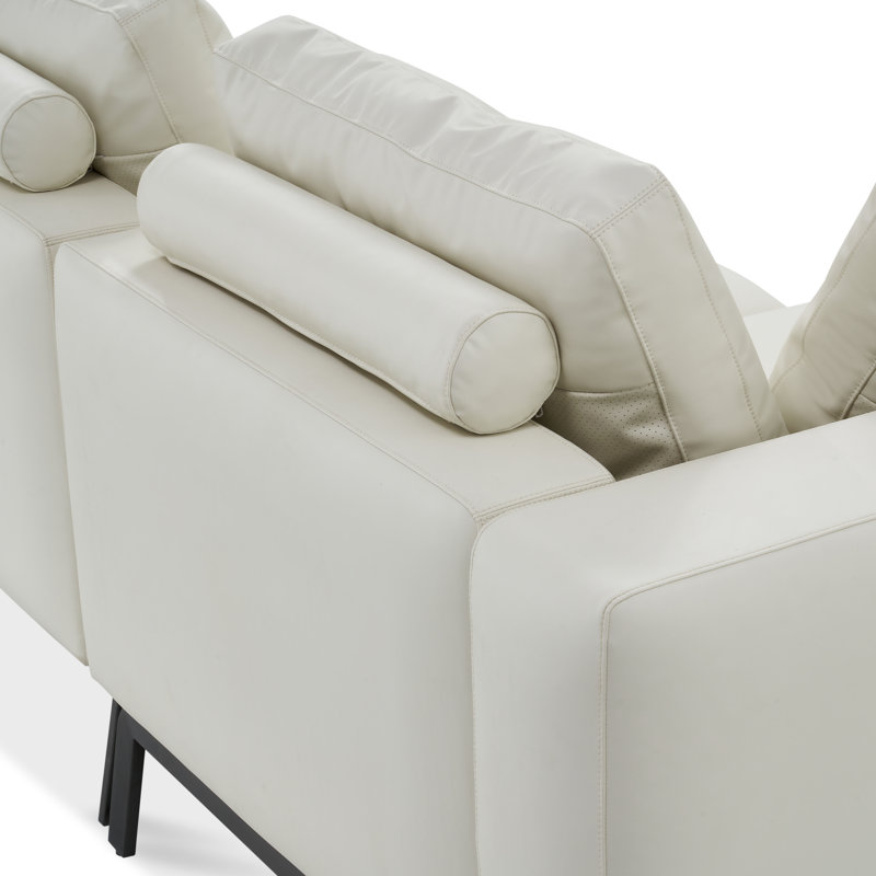 Canapé rembourré en microfibre de cuir avec méridienne orientée à gauche