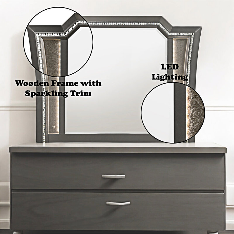 Miroir avec DEL, Gris argenté