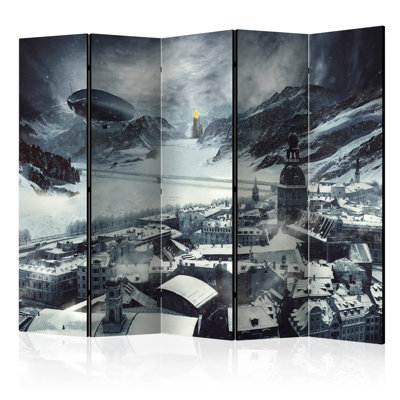 Hetum 225cm W x 172cm H 5 - Panel Solid Wood Folding Room Divider
