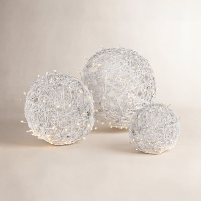 Battery-Operated White LED Vine Ball Set