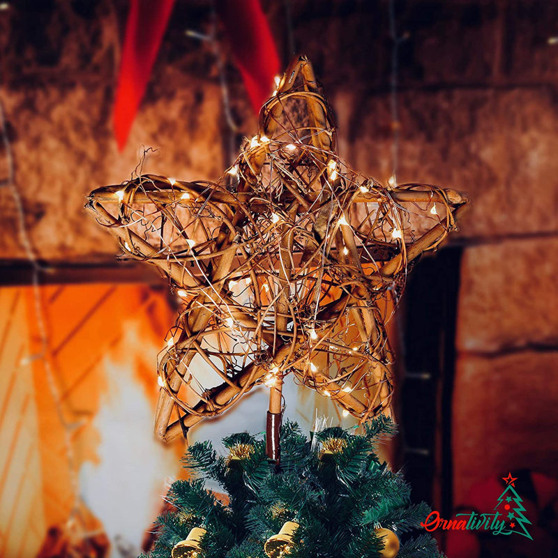 Décoration pour sommet de sapin en rotin