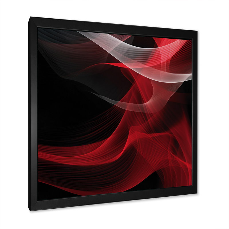 Red Black Contemplative Abstraction IV - Print, Black Picture Framed, 16" H x 16" W x 1" D