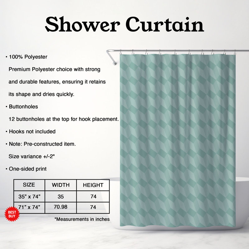 Rideau de douche standard 1 pièce Retro Trend 0197, H 74 po x l 71 po