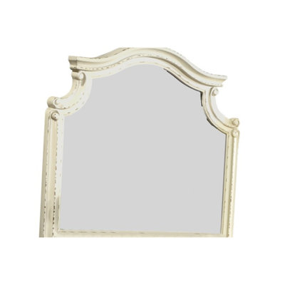 Élégant miroir beige antique pour la chambre à coucher - Bois massif, touche traditionnelle