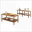 Table basse rectangulaire à 2 niveaux pour le salon, tablette ouverte facile à nettoyer et assemblage en 5 minutes - noyer / bois naturel-416316511-416316508