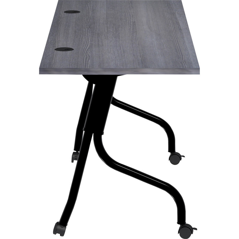 Charcoal Flip Top Training Table with Black Metal Base