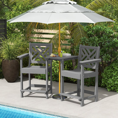 Outdoor Bar Chair Adirondack Chairs With Table Side Chair- Poly Outdoor Furniture by Lark Manor