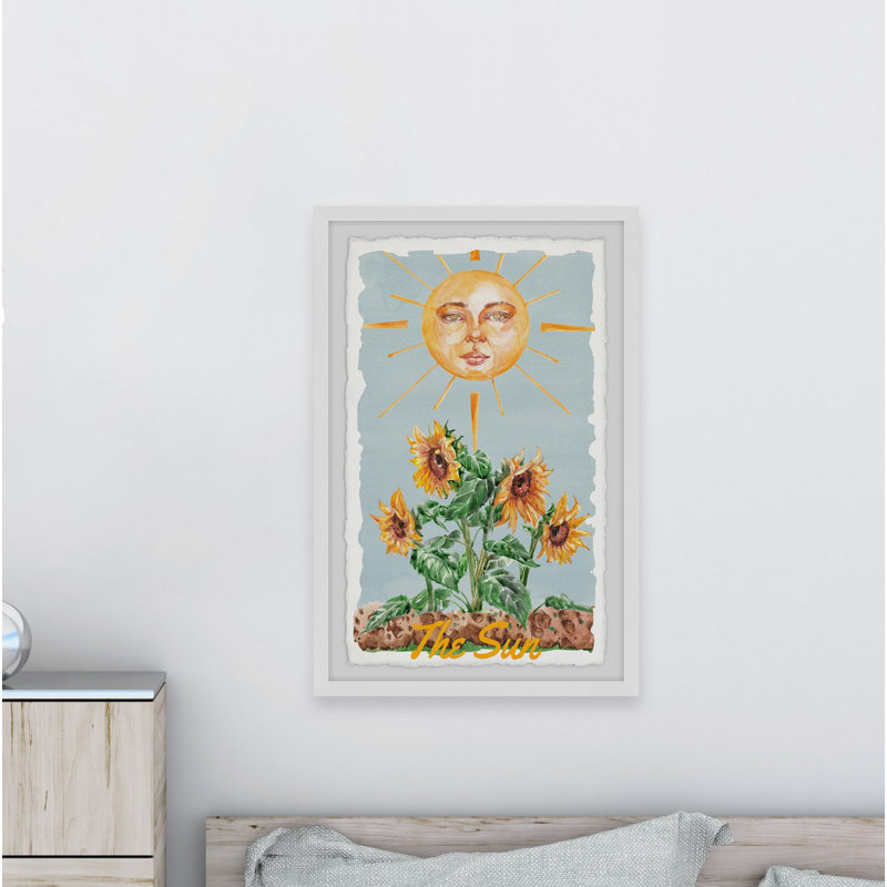 Sun and Sunflowers - Reproduction d'art graphique sur papier encadré, H 36 po x l 24 po x 1,5 po