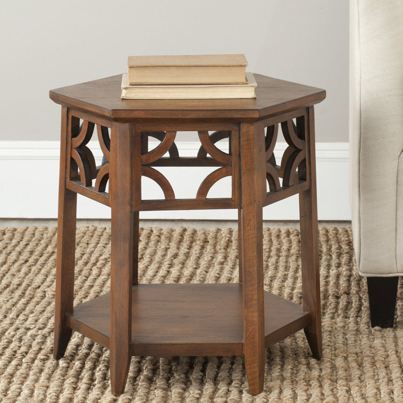 Katalina Solid Wood Abstract End Table, Brown