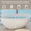 63" x 37" Freestanding Soaking Solid Surface Bathtub Stone Resin Bath Tub with Overflow, Pop-up Drain for Bathroom, Matte White-98420210
