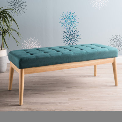 Tissu sarcelle polyvalent, rembourré de qualité et support en bois de bouleau de style Mid-Century moderne avec pieds recouverts de bois massif