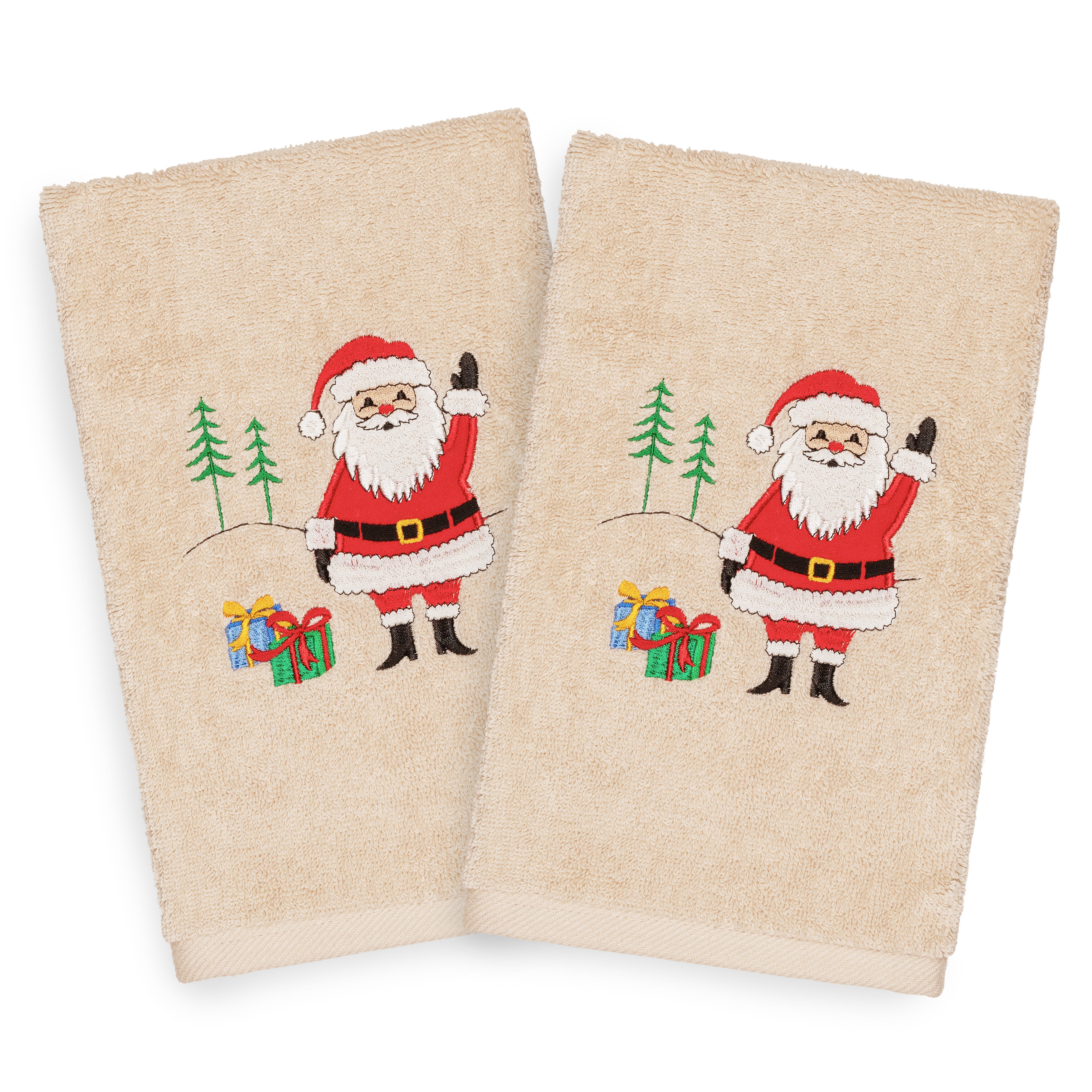 Red & White Embroidered Santa Claus 6-Piece Washcloth Set