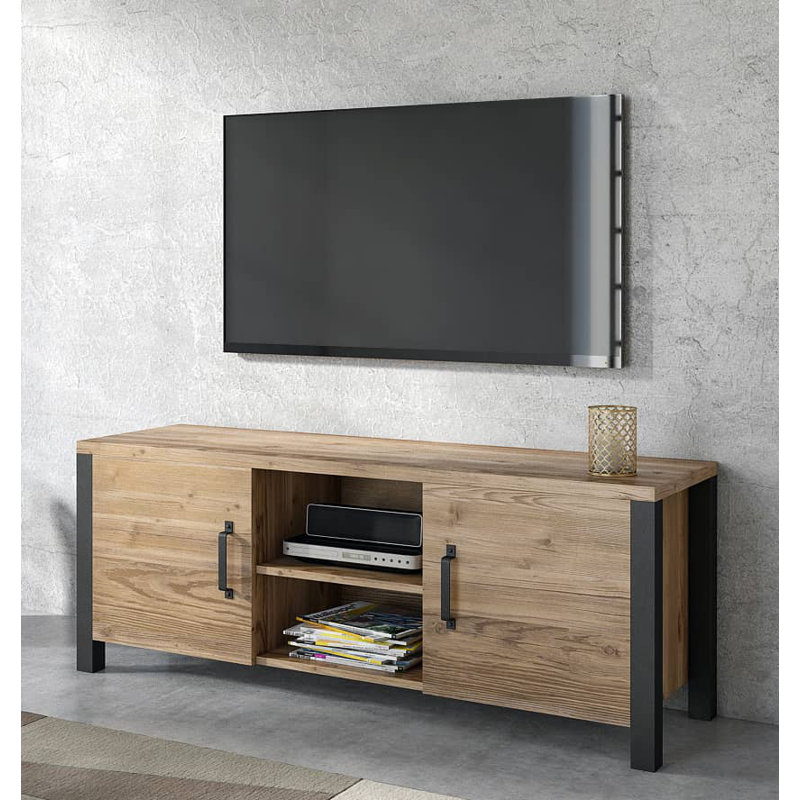 Alodee Unfinished TV Stand for TVs up to 60", Fichte Oak