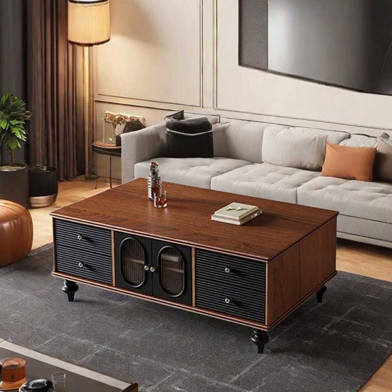Retro design solid wood coffee table