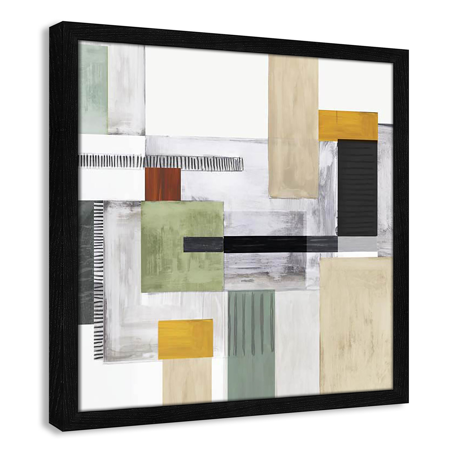 Playful Blocks Print, Black Slim Framed, 17" H x 17" W x 0.75" D