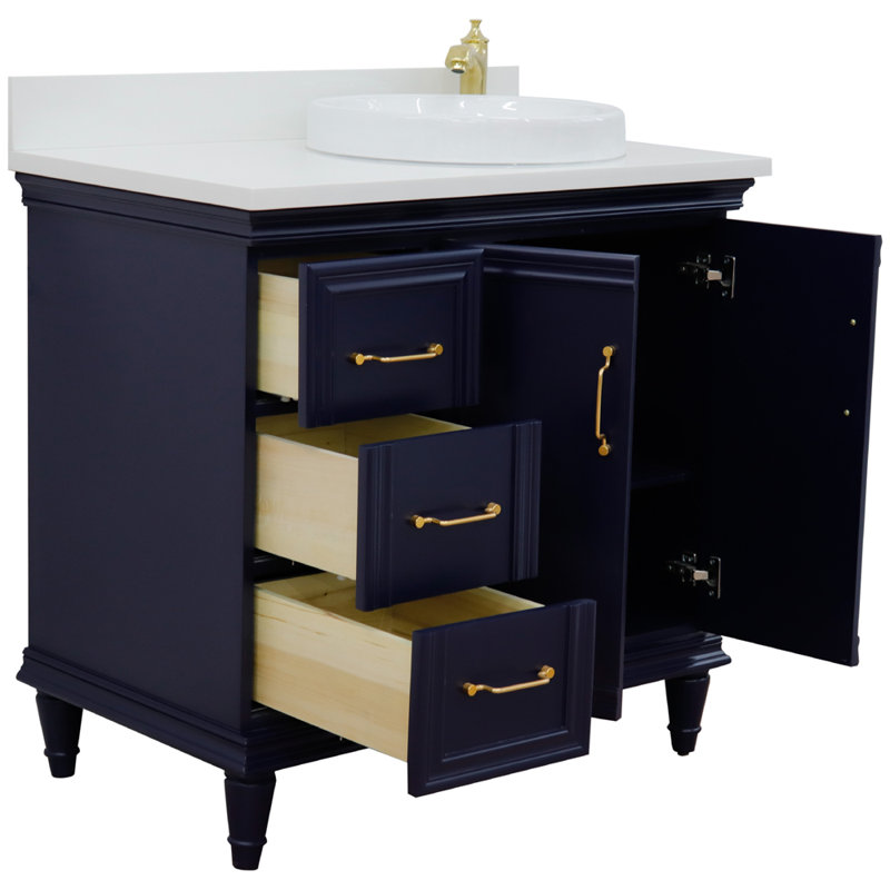 Ensemble de meuble-lavabo simple 37 po Leyton, Bleu