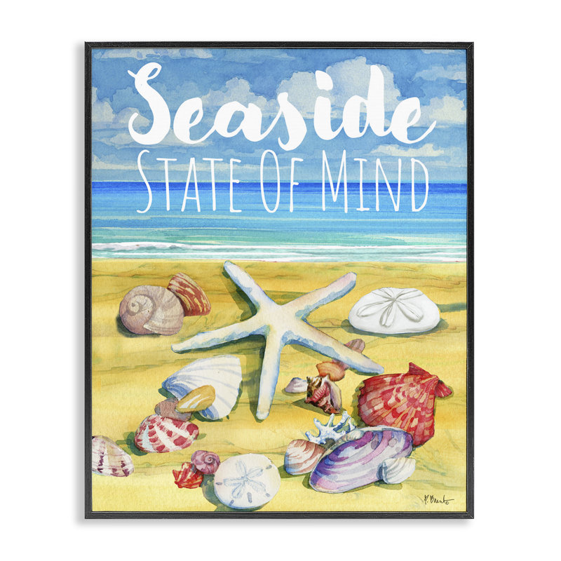«Seaside Sandy Shells», art de la giclée encadrée par Paul Brent, Giclée encadrée noir minuit, H 14 po x l 11 po