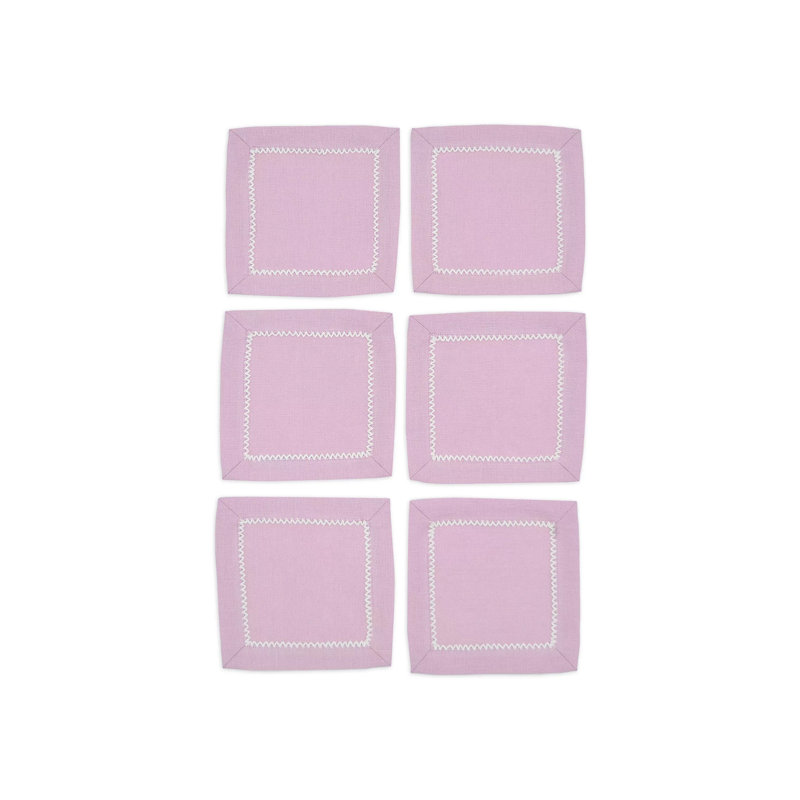 Inverted Picot Edge Cocktail Napkin, French Rose