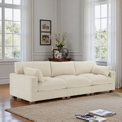 3-Piece Faux Rabbit Fur Sectional Sofa