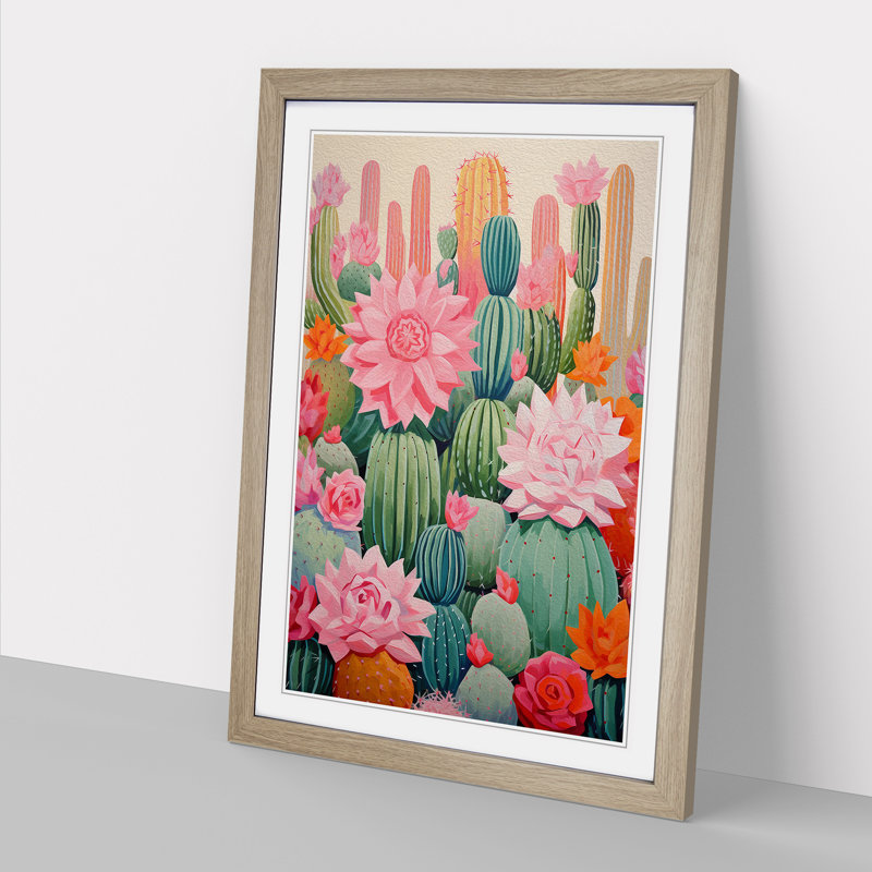 Cactus Abstract No.2 - Framed Print, Oak Framed, 64cm H x 46cm W x 2cm D